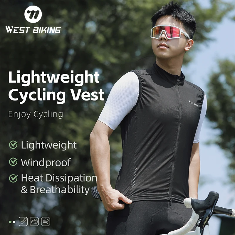 WEST BIKING Spring/Summer Lightweight Cycling Clothing Vest Ergonomic Comfortable Fitness Sleeveless Jacket Outdoor MTB Jersey