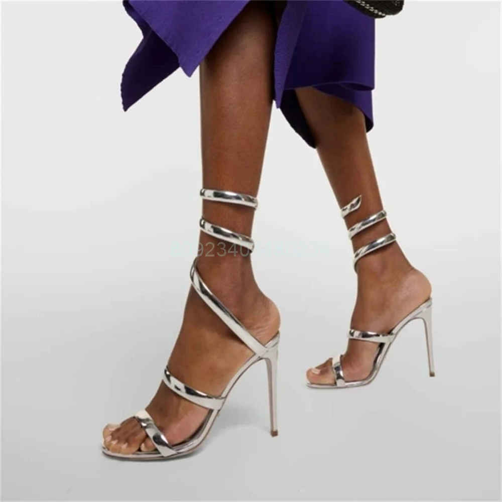 

Twine Straps Sandals Sexy Summer Women Shoes Thin High Heel Luxury Fashion 2024 Party Shoes Solid Round Toe New In Slip On