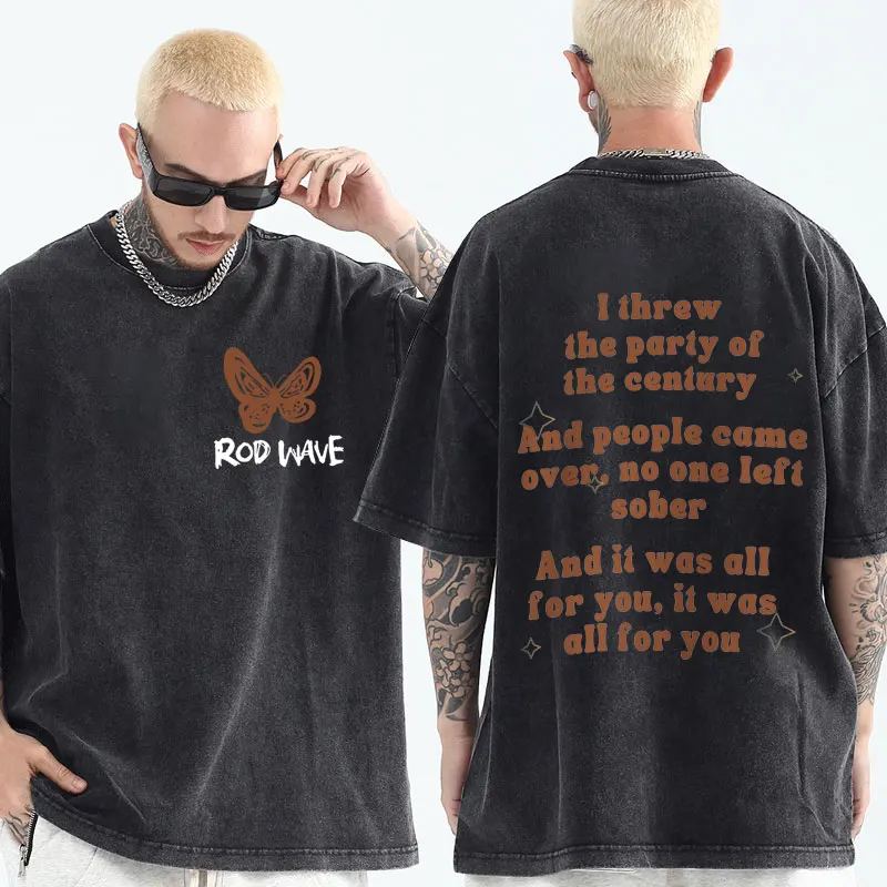 

Rapper Rod Wave Nostalgia Tour Print T Shirt Men Clothes Aesthetic Vintage Washing T-shirts Fashion Oversized Wash Short Sleeve