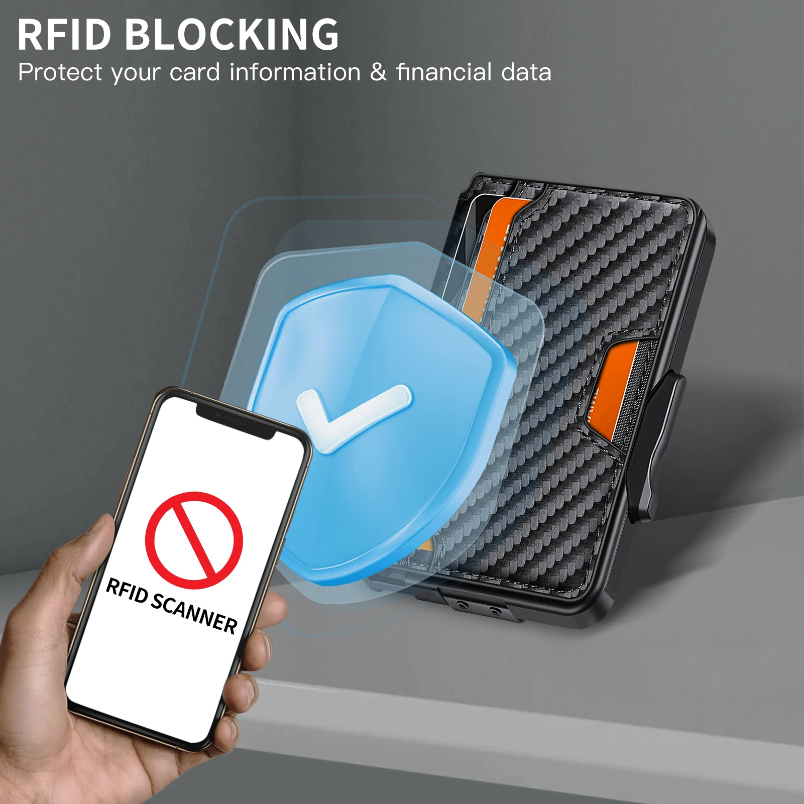 محفظة RFID للرجال رفيعة منبثقة مع حامل بطاقة الائت...