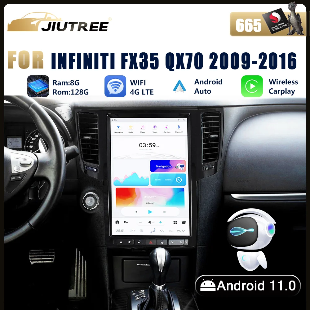 

Автомобильный радиоприемник 14,4 дюймов Android 11 для Infiniti FX35 QX70 2009 2010-2013, автомобильный стерео Мультимедийный Плеер, головное устройство, Авторадио, Carplay