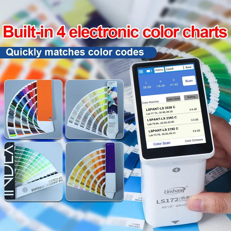 Portable Colorimeter Digital Colormeter CIE Lab CMYK Colorimeter Pantone Ral Ncs Color Matching Device 45/0 for Print LS172
