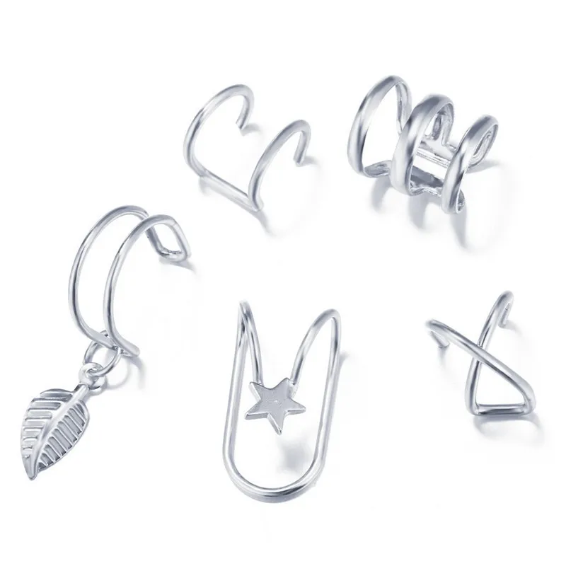 Leaves Ear Cuff Non-Piercing Fake Cartilage Clip Earrings for Men and Women Jewelry
