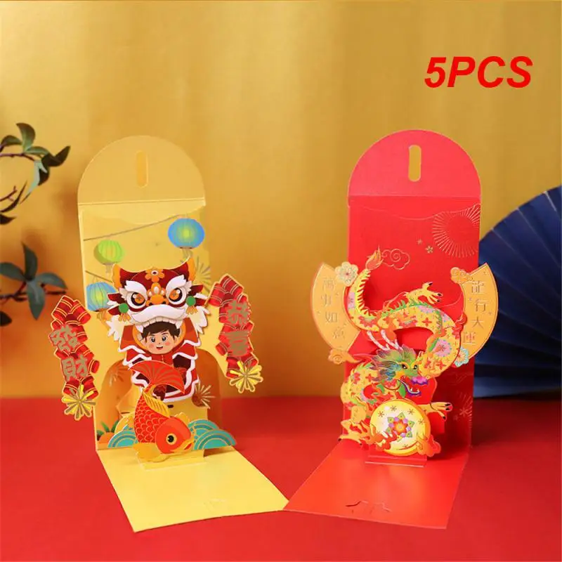 

5 шт. красный конверт инопланетянин праздничные торжества новогодние деньги новый год выдвижной высококачественный красный конверт