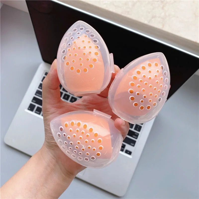 Sponge Stand Storage Case Egg Shaped Rack Transparent Puffs Drying Box Make up Blender Puff Holder Empty Cosmetic Beauty Tool
