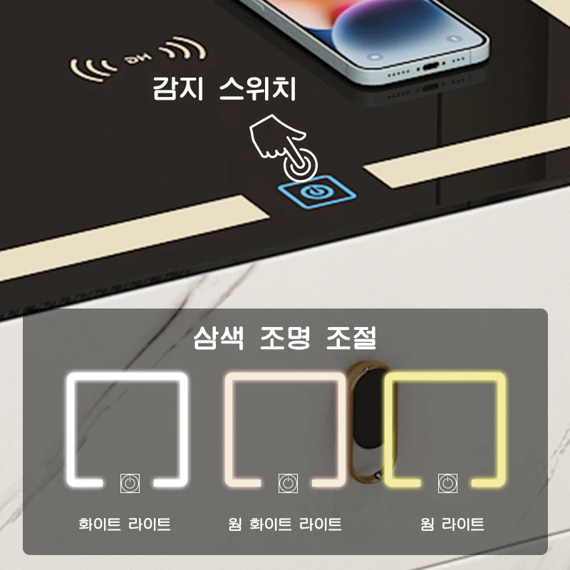 Multifunctional Intelligence Bedside Table Wireless Charging Bluetooth Speaker Usb Interface Three Colors Of Light Nightstands nightstands set