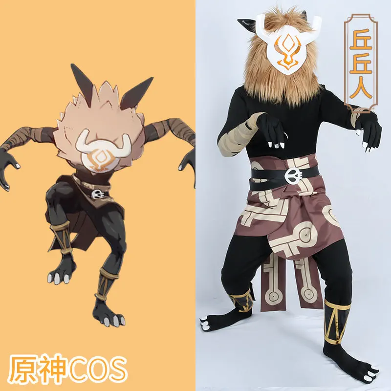 

Hot Cosplay Game Genshin Impact Common Enemies Hilichurl Costumes Adult Halloween Anime Role Play Outfits Monster Mask Props Set