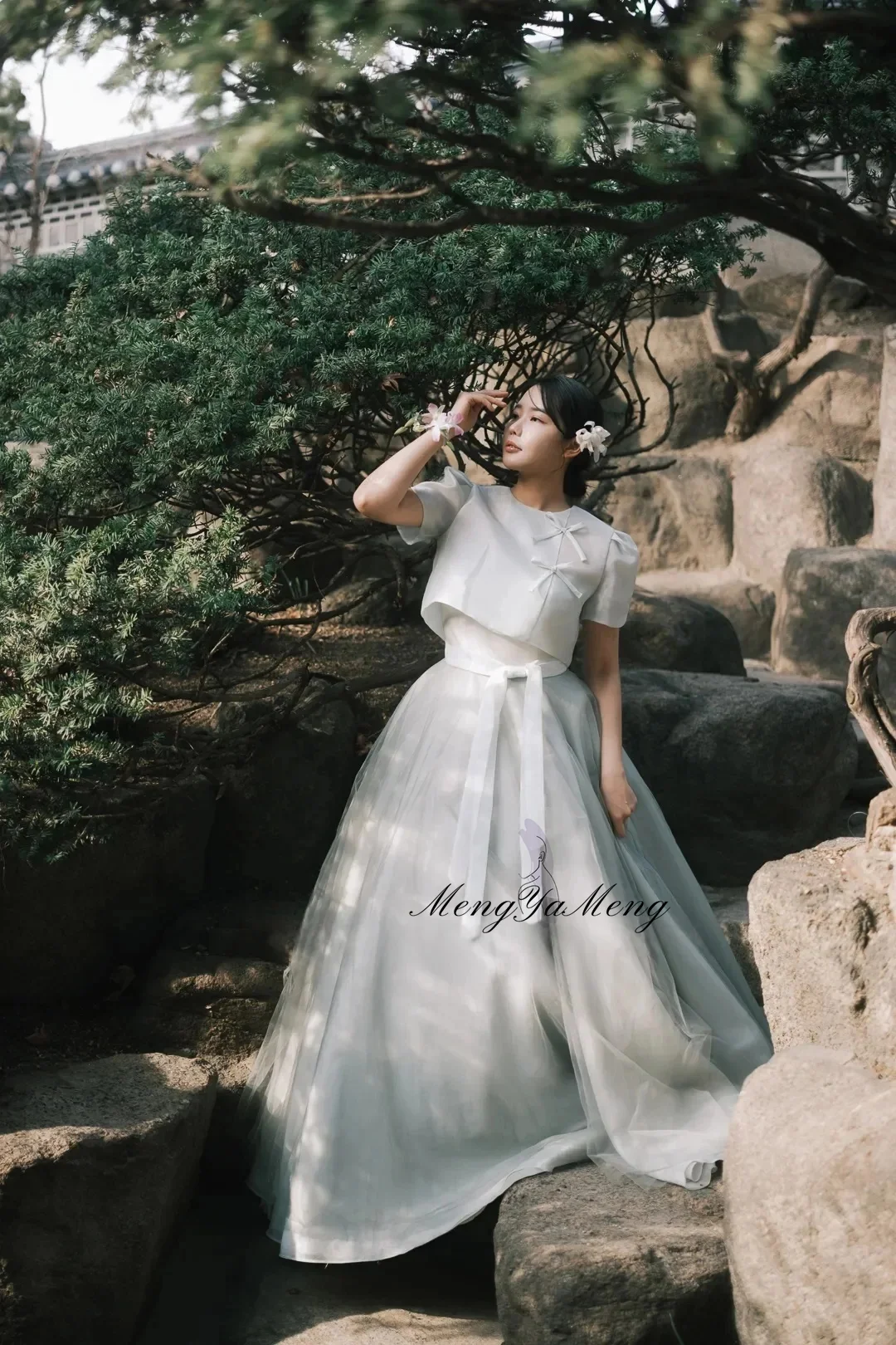 New Hanbok A-Line 2PCS Wedding Dresses Short Sleeves Ribbon Pleat Customized Korea Photoshoot Plus Size Floor-Length 2026