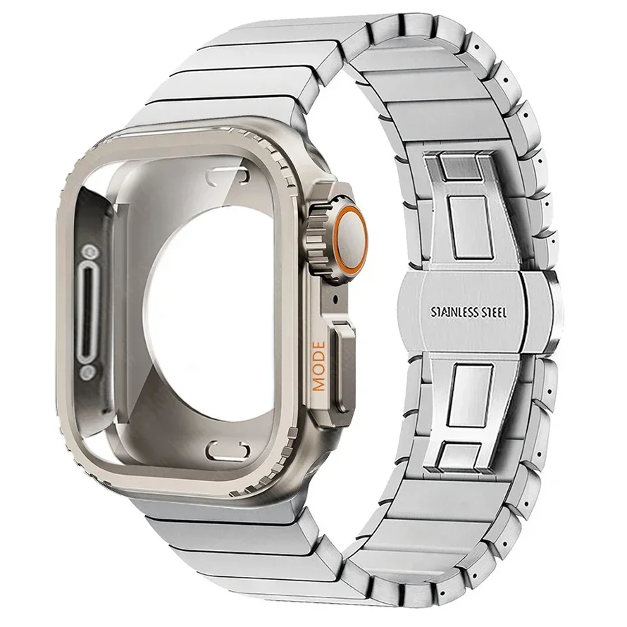 Premium Stainless Steel Watch Case & Band with Protective Shell