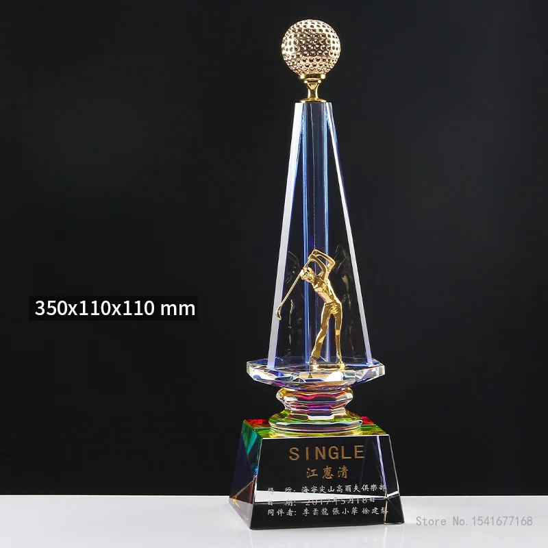 Customized High-end Sports Golf series Crystal Trophy, One shot Hole, Competition Award Medal Home Decoration Engraving New, 1Pc