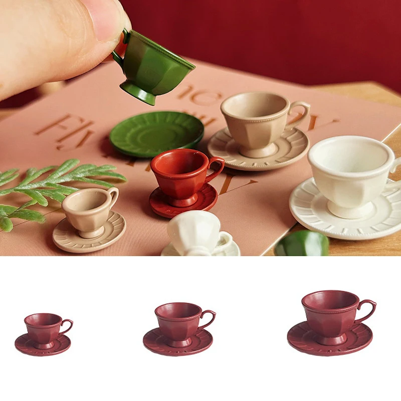 1 Set Dollhouse French Mini Coffee Cup And Saucer Kit Miniature Afternoon Tea Scene Decoration Doll Accessories Toys