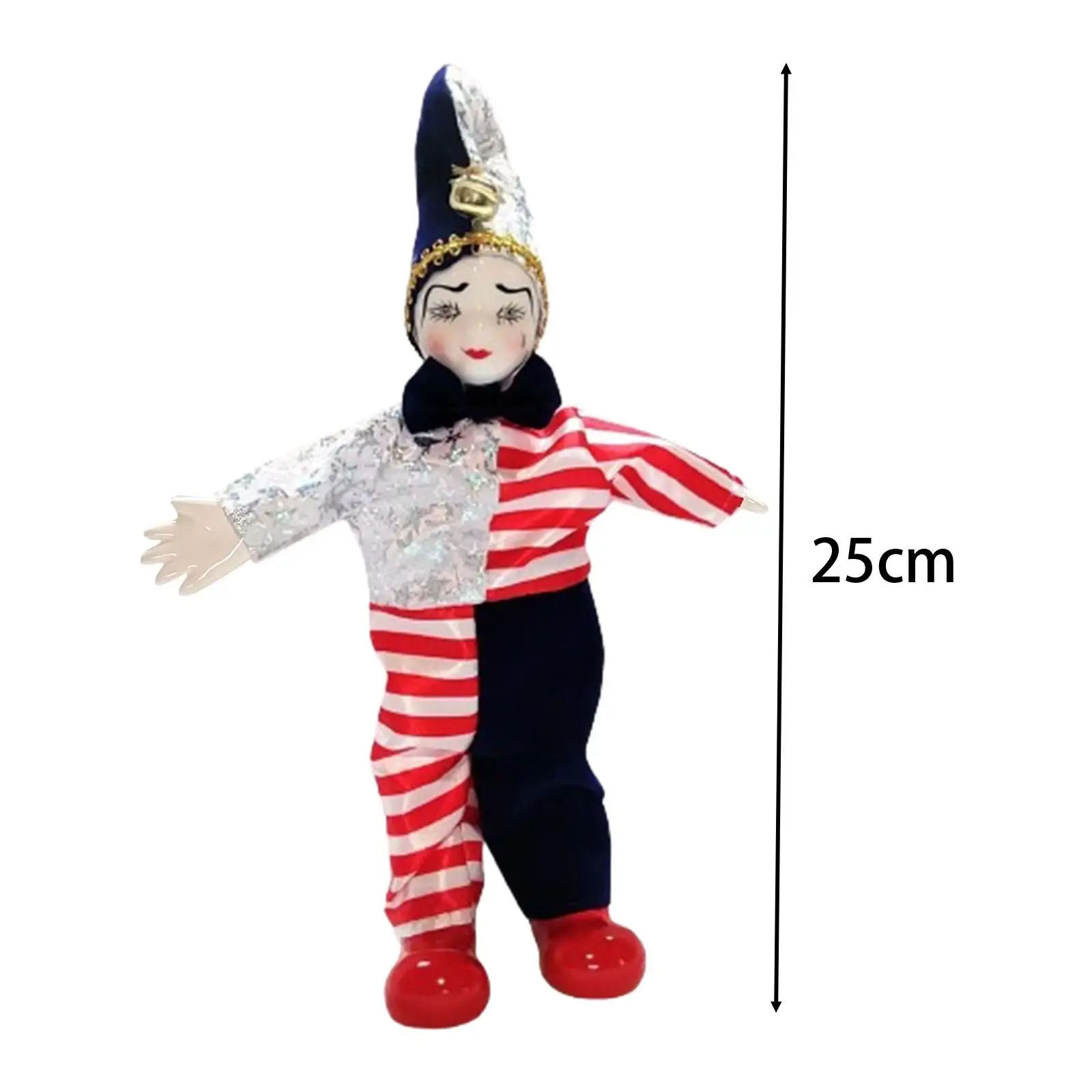 

Porcelain Clown Doll Funny Painted Face 9.84'' Home Display Halloween Ornament Jester Doll for Festival Souvenirs Arts Crafts