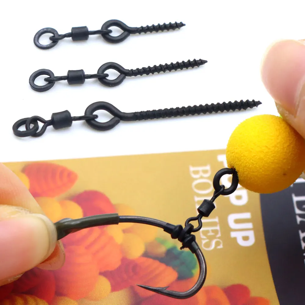 10 pièces accessoires pêche carpe - Émerillons roulants et vis pour bouillettes pop-up