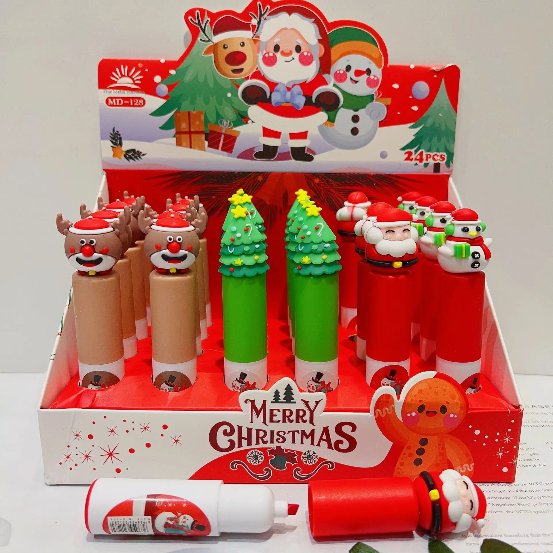 

24 pcs/lot Creative Santa Claus Snowman Elk Highlighter Cute Drawing Marker Pens Office School Writing Supplies