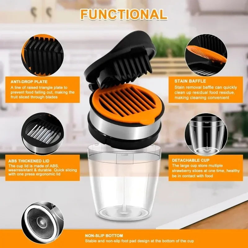 Multifunctional Slicer Strawberry Slicer Egg/Banana/Grape/Mushroom/ Stainless Steel Vegetable Cup Kitchen Gadgets