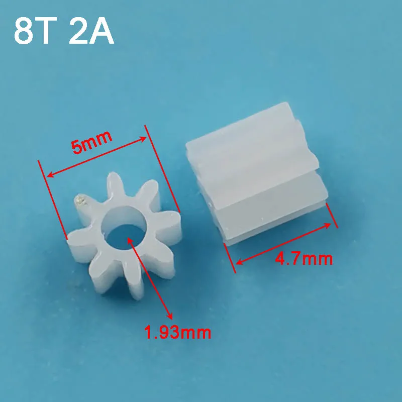 8 Teeth 0.5M Pinion Gear 80.8A 81A 81.5A 082A Toy Helical Spare Parts Model DIY Plastic Gears Hole 0.8mm-2mm 10pcs/lot