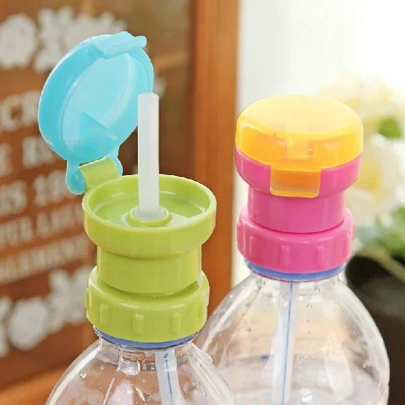 Kid's Water Bottle Cap Spill Proof  Soda Water With Straw Safety Drink Straw Cup Safe Drink Straw Sippy Cup Rotary Cup