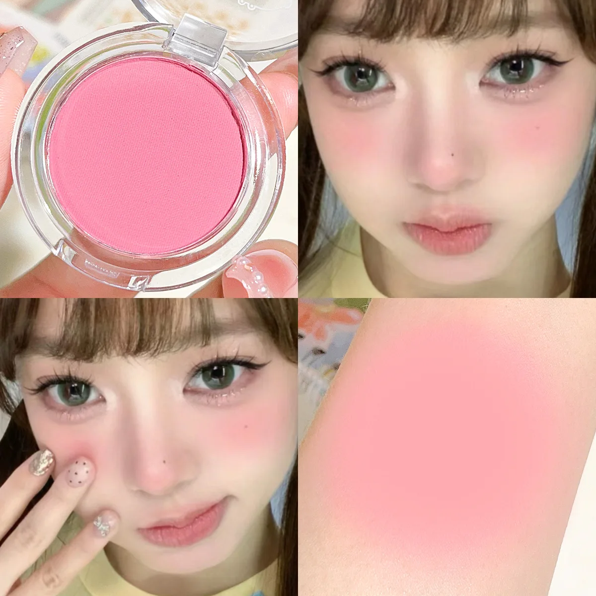 Face Blusher Matte Natural Cheek Tint Brighten Face Waterproof Contouring Cosmetics Blush Powder Soft Female Makeup 1pcs