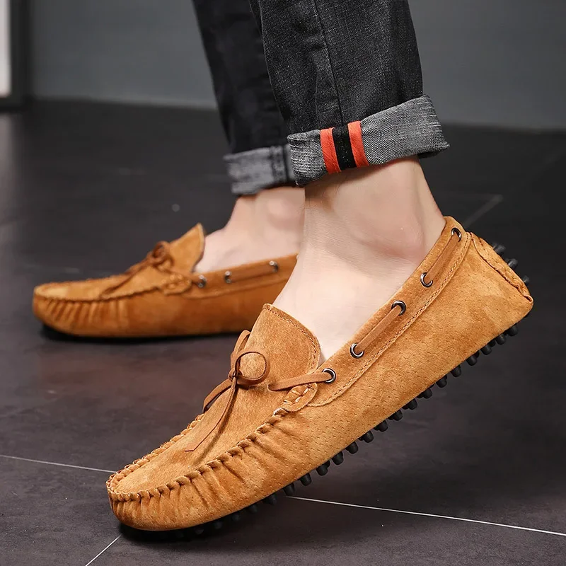 Fashionable Adult Casual Driver Loafers Suede Leather Male Formal Business Shoes Luxury Brand Popular Youth Wedding Shoes