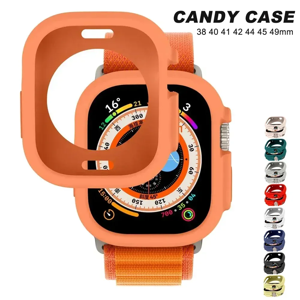 Hoesje Voor Apple Watch Ultra 2 49Mm Band All-Round Schokbestendig Tpu Beschermende Zachte Siliconen Band Cover Bumper Krasbestendig