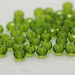 Olive Green Faceted Crystal Glass Rondelle Beads - 50pcs (Olive green)