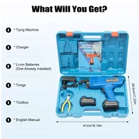 Machine à relier automatique de niveau de barres d'armature, 8mm-34mm, 12V, 4500mAh, Machine à attacher les barres d'armature électrique portative, pince à fil, Kit d'outils avec piles 4