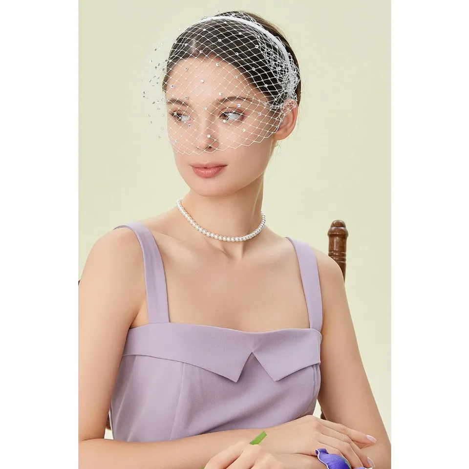 1920s Flapper Fascinator Mesh Veil Headband