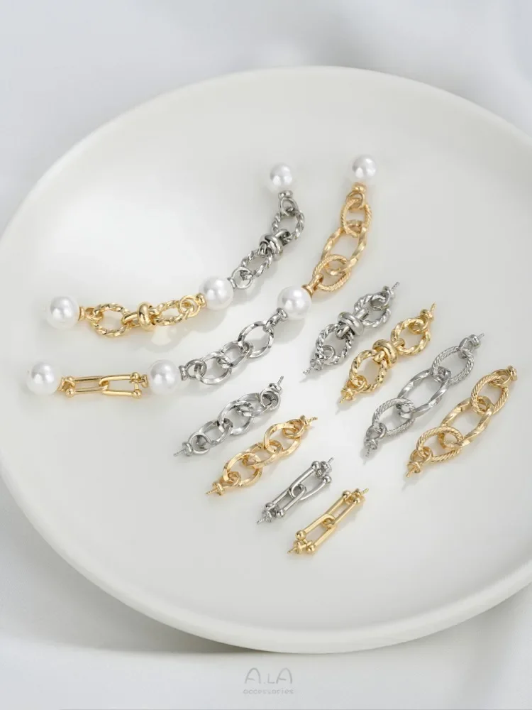 

Цепочка для ногтей с двумя головками из 14-каратного золота, цепочка для ногтей из овечьих глаз, соединительные аксессуары ручной работы, жемчужный браслет «сделай сам», ожерелье с удлиненной цепочкой