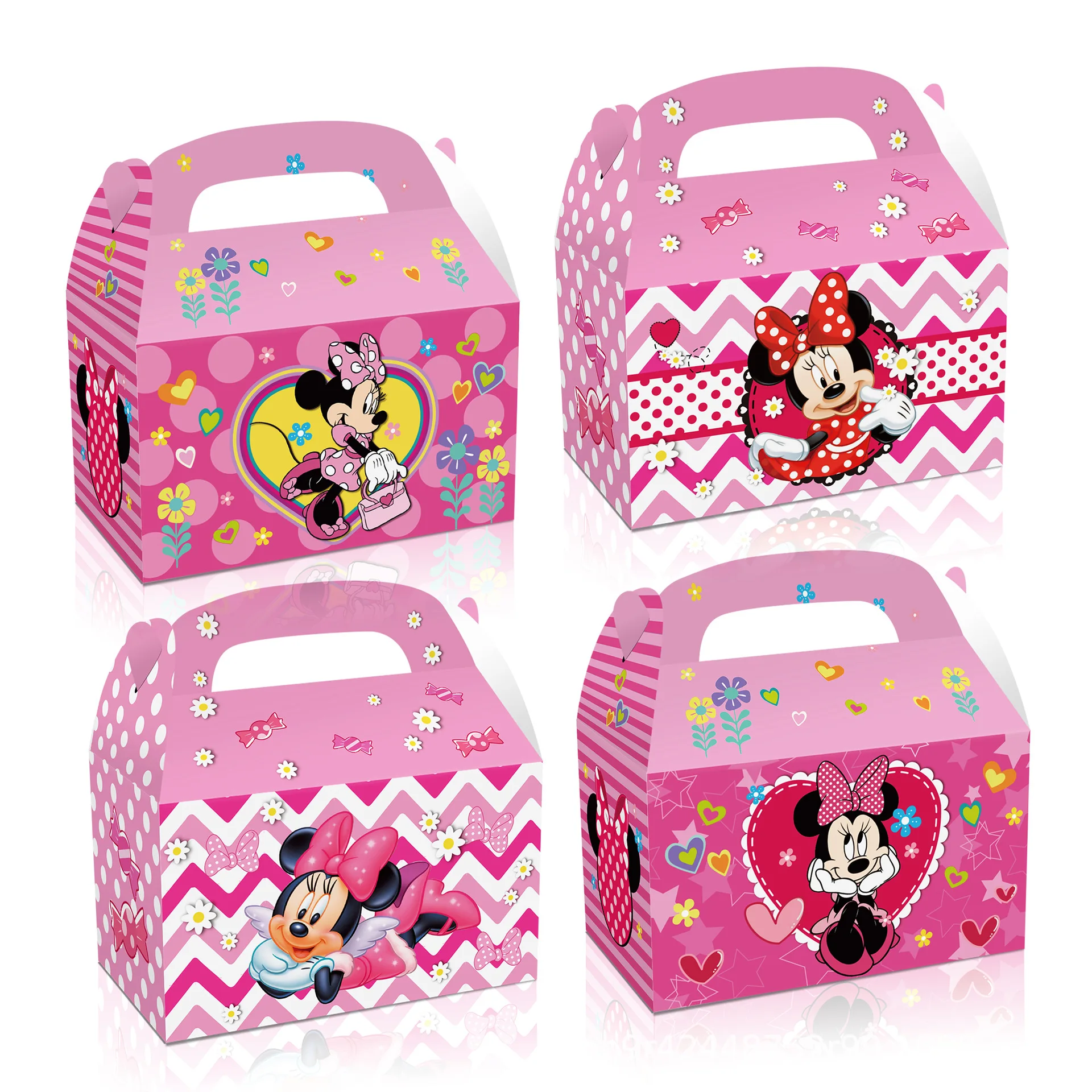 12pcs Minnie Mouse Bags for Birthday Party Candy Boxes Package Mickey Mouse Gift Box Children Birthday Party Favors Encanto Elsa