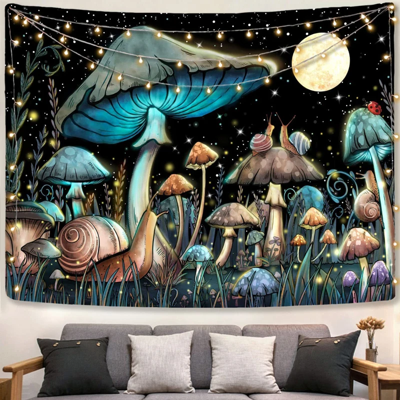 Tapestry Decorations Psychedelic Mushroom Tapestry Divination Psychic Wall Hanging Hippie Boho Cute Room Decoration Magic Tapestries Art Home Decor