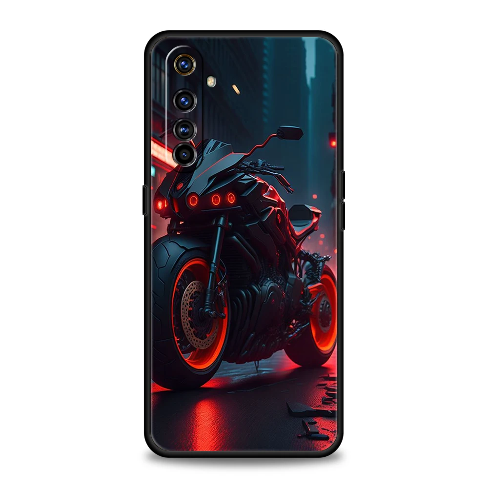 Sleek Black Motorcycle Sports Car Soft TPU Phone Cover