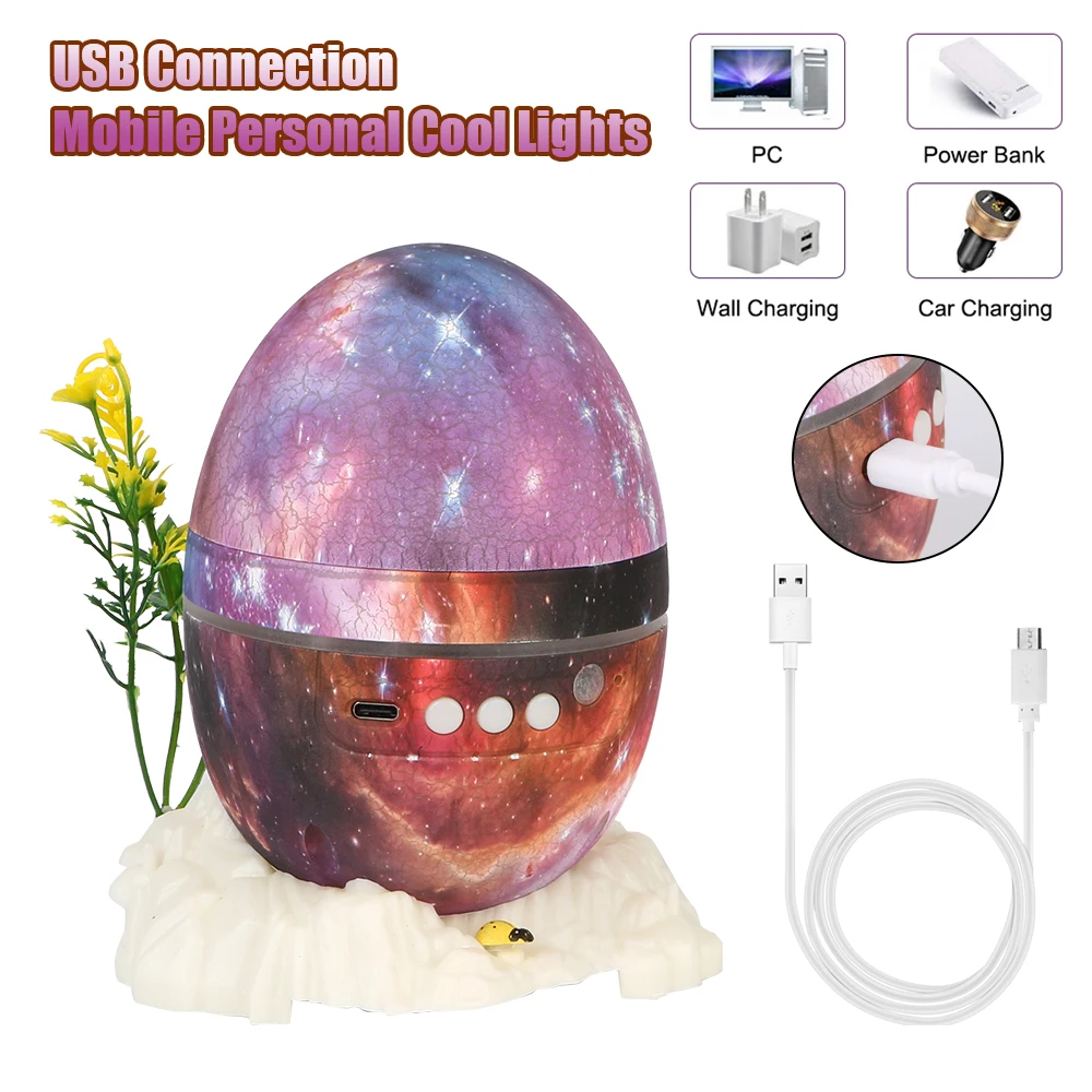 

Dinosaur Egg Night Light Luminaires Gift Bedroom Decorative With Bluetooth Music Speaker Galaxy Star Projector