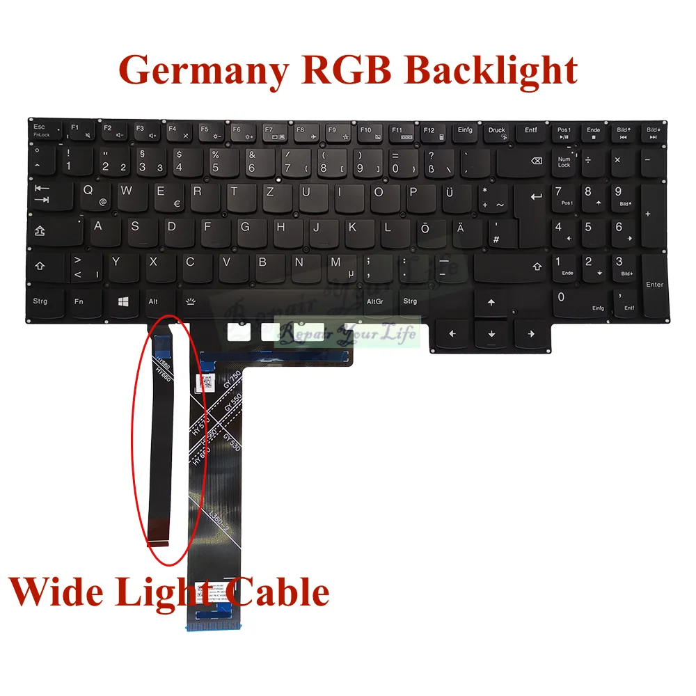 Teclado do Portátil Retroiluminação Colorida para Lenovo Gaming 315imh05 15arh05 15ach6h 15ach6a Zona Rgb Iluminação Sn21b43979 Sn21b43912 - Imagem 4