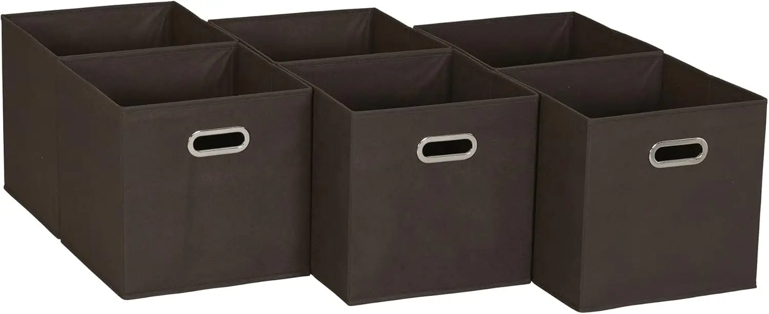 Household Essentials 81-1 Foldable Fabric Storage Bins Set of 6 Cubes with Handles  Navy Blue 5