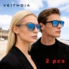 VEITHDIA 2 Pcs Polarized UV400 Fashion Sunglasses D7919 Mirror Photochromic Gradient Lens Driving Glasses for Men
