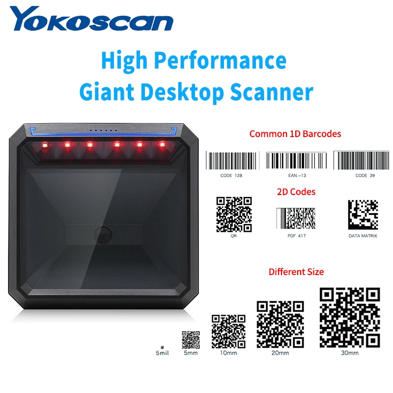 Hands 2d 1d Scanner de Código de Barras qr Omnidirecional Desktop Leitor de Código de Barras Preto Mp7000