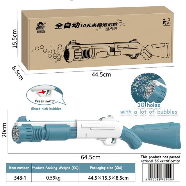 10 Holes Electric Bubble Rifle Gun Gatling Bubble Gun Machine Soap Bubbles Magic Bubble For Bathroom Outdoor Toys For Children 6