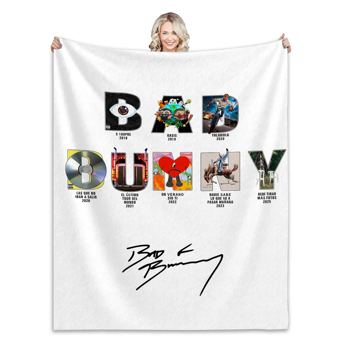Bad bunny Blanket New Album Blanket Fluffy Throw Fashion Personalized Gift For All Season Bedroom Sofa Travel Office Bed