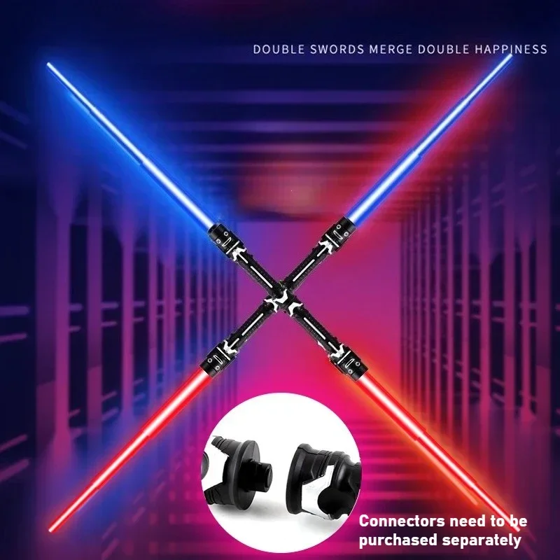 Colorful Glowing Sword Toys Laser Sword Lightsaber Red and Blue Double Saber Telescopic Music Cosplay Cool Flashing Children Toy