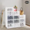24 Pack Stackable Shoebox Thicken & Sturdy Clear Multifunctional Shoe Box for Universal Shoe Storage and Sneaker Boot Container 3