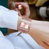 Fashion Women Luxury Square Wrist Watch Diamond Relogio Feminino Calendar Date Quartz Clock Gift Watch For Women часы женские 6