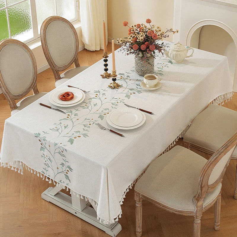 Elegant Linen Cotton Waterproof Tablecloth for Dining and Kitchen Decor