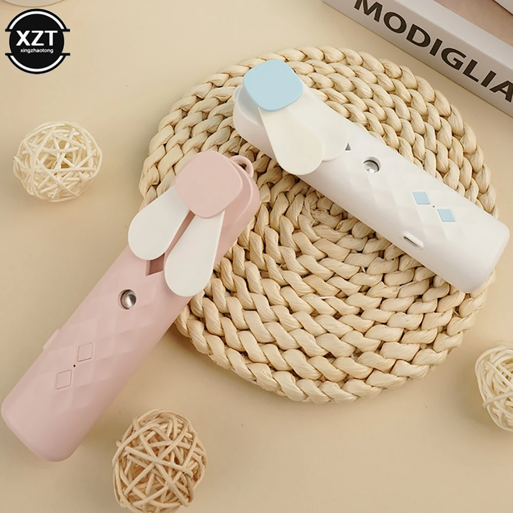 2 In 1 Portable Mini Fan Humidifier USB Rechargeable Handheld Fan Water Spray Mist Face Steamer Air Conditioner Cooling air humidifier mini fan
