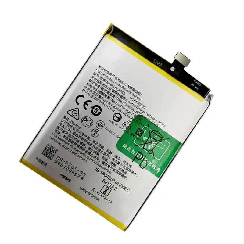100% Original High Quality 4000mAh BLP765 Replacement Battery For OPPO A91 F15 CPH2001 CPH2021 Mobile Phone Batteries Bateria