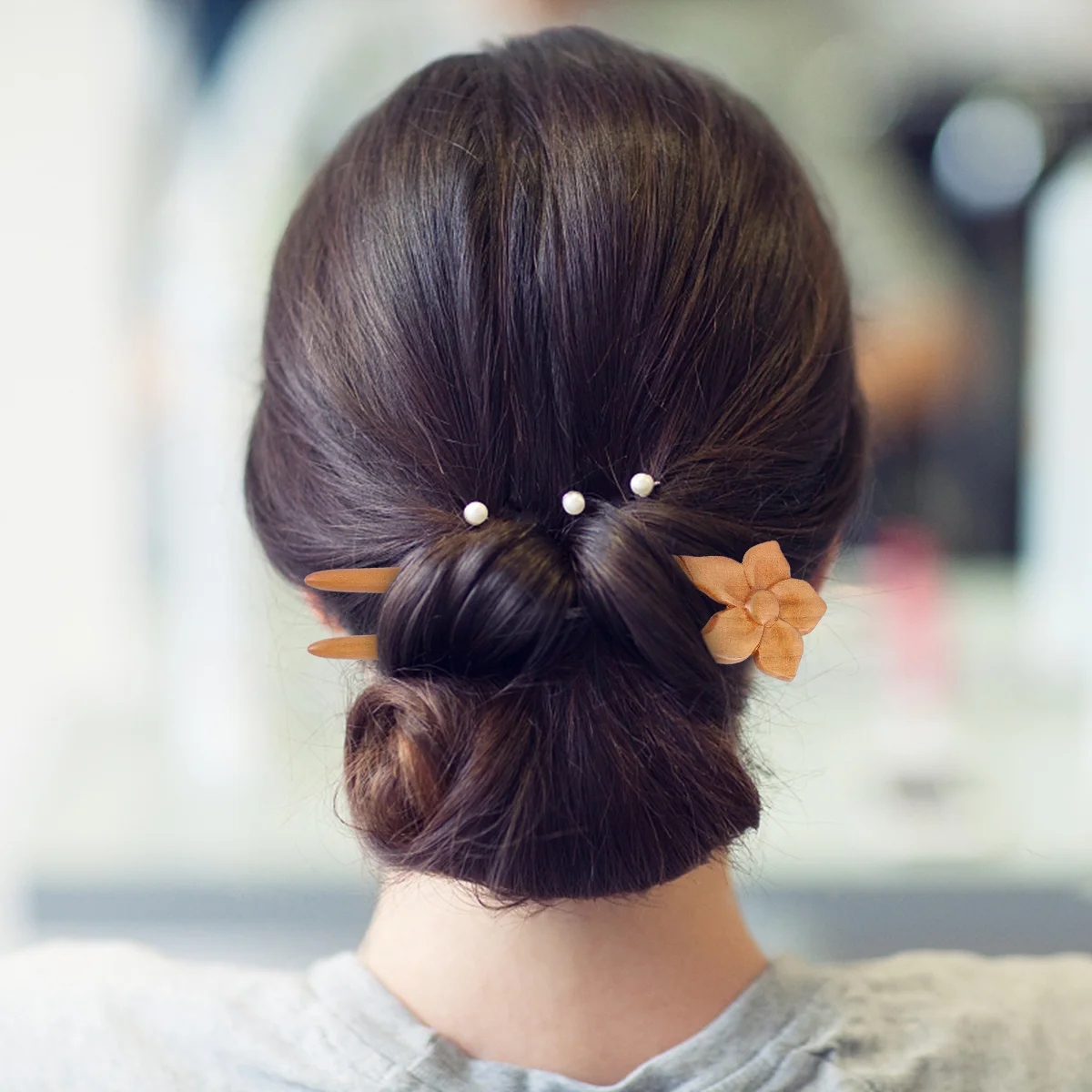

Wood Hair Flower Hair Fork Vintage U- shape Hairpin for