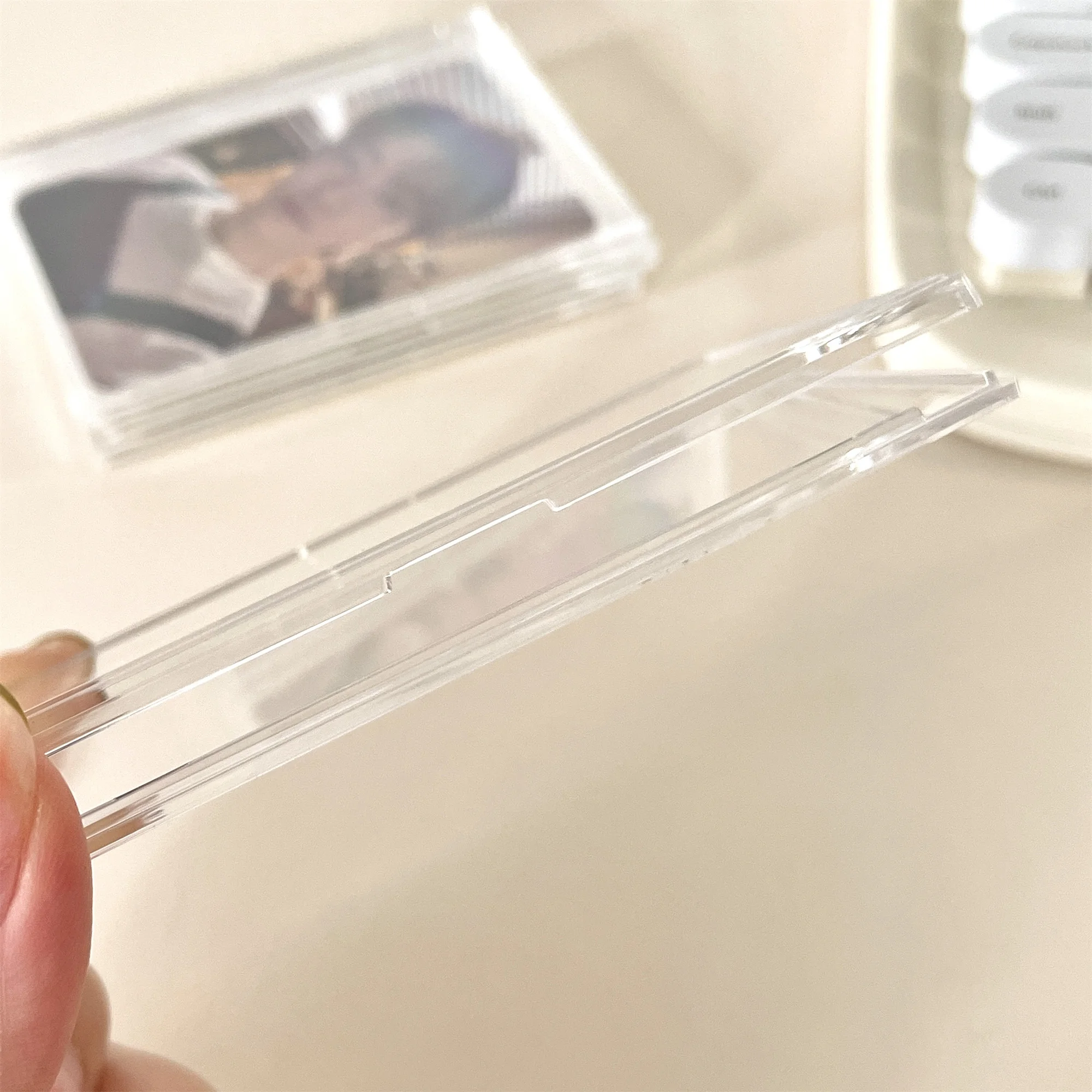 MINKYS Kawaii Ins Shell Kpop Photocard Brick Acrylic Transparent Photo Card Holder Stand Display School Stationery card holder,credit card holder,photo card holder,desk card holder,card display stand
