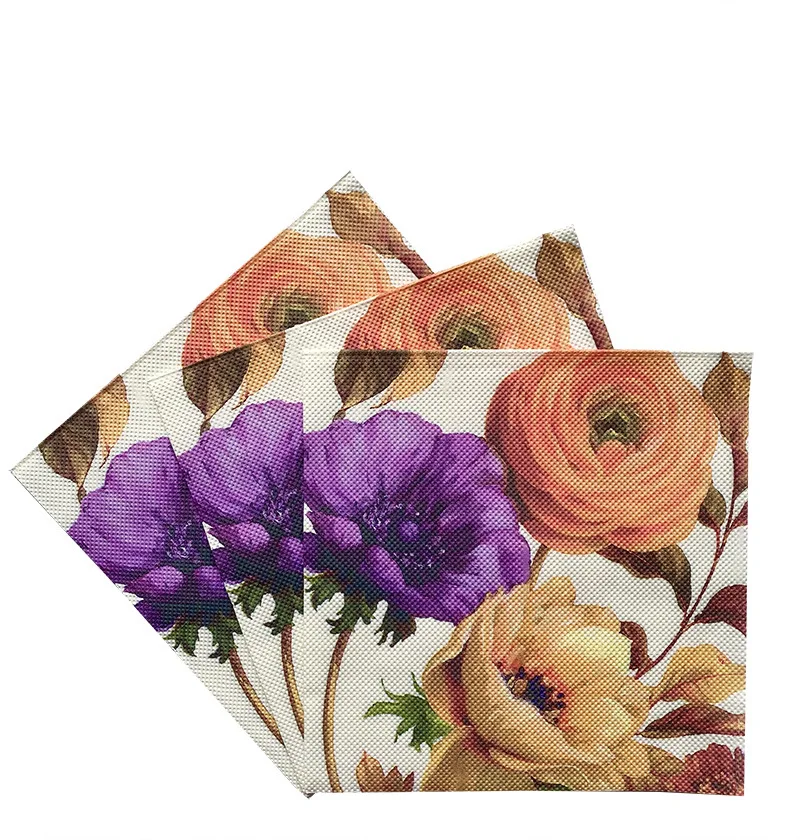 paper napkins disposable paper placemats tissue paper decoration 10/20pcs/Pac 33*33cm 2-Ply New Colourful Leaf Flower Printed Napkin Party Decoration Wine Glass Flower Paper Paper Placemat