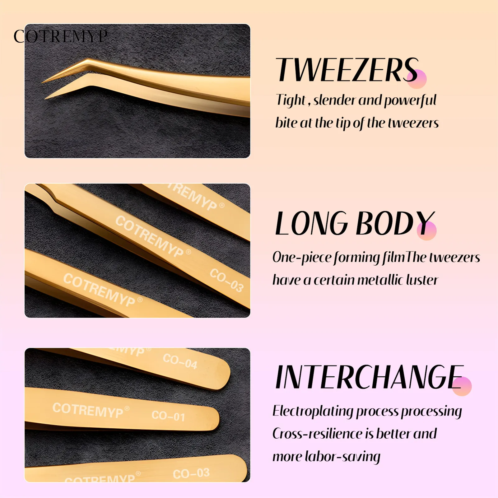 Eyelash Extension Tweezers Eyelash Extensions Tools Hair Removal Eyelash tweezer for professional makeup Volume Fans 2