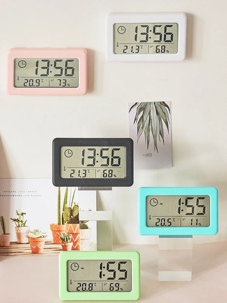 Watch Clock Portable Battery Powered Mini Humidity Temperature 12/24 Hours Hygrometer Alarm Clocks Thermometer Wall Table Home