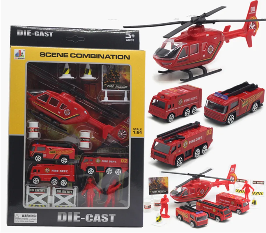 

1:64 спасательный автомобиль, Набор комбинированных игрушек, самолет, танк, военный автомобиль, инженерный миксер, самосвал, искусство